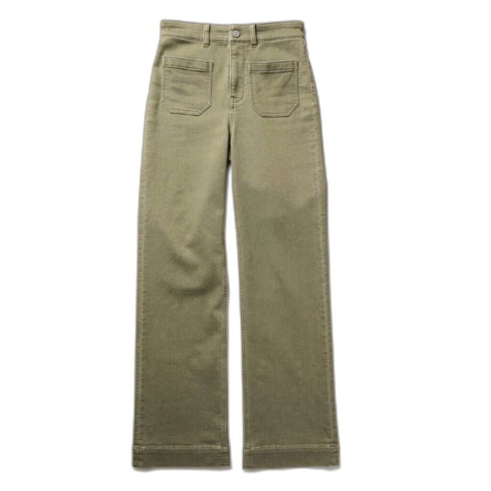 Faherty Olive Green Wide-Leg Jeans
